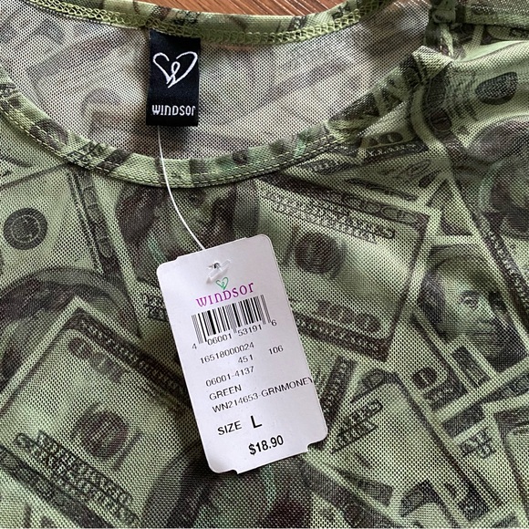 Windsor size large sheer money print top BNWT - Picture 3 of 5